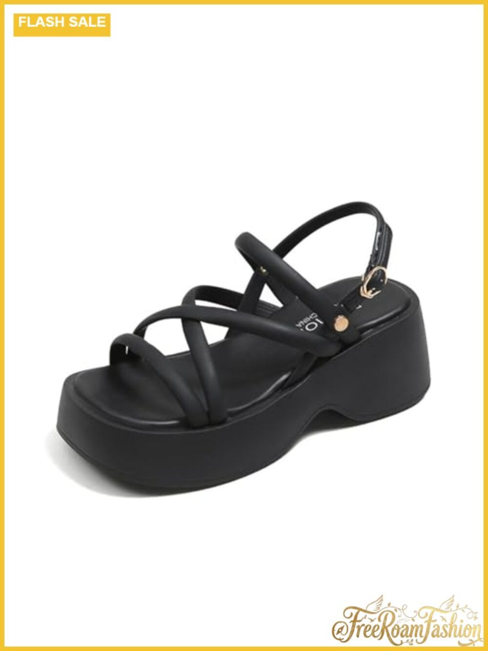 Women's Platform Chunky Heels Sandals Adjustable Ankle Strap Open Toe Faux